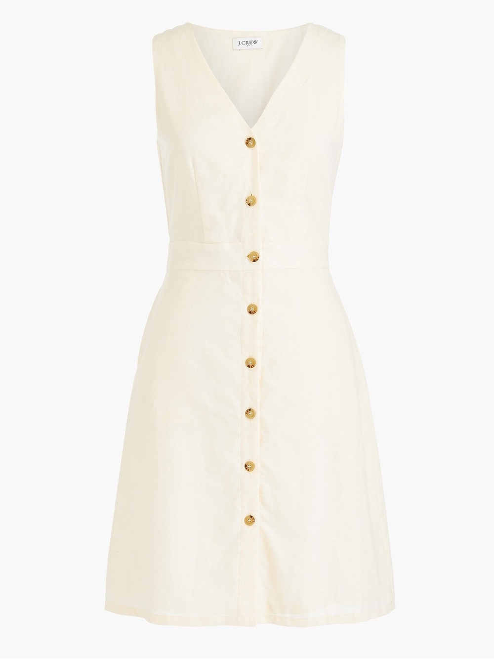 J. Crew V-neck button-front dress in linen-cotton Cream Women’s Size 0 coastal